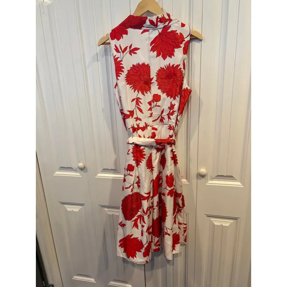 Jessica‎ Howard White And Red Floral Dress Size 14